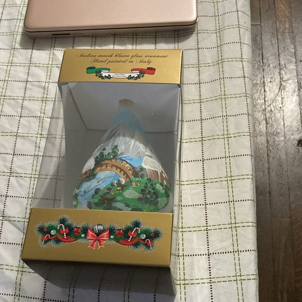 Bellagio Italian Mouth Blown Glass Christmas Ornament Italy With Box